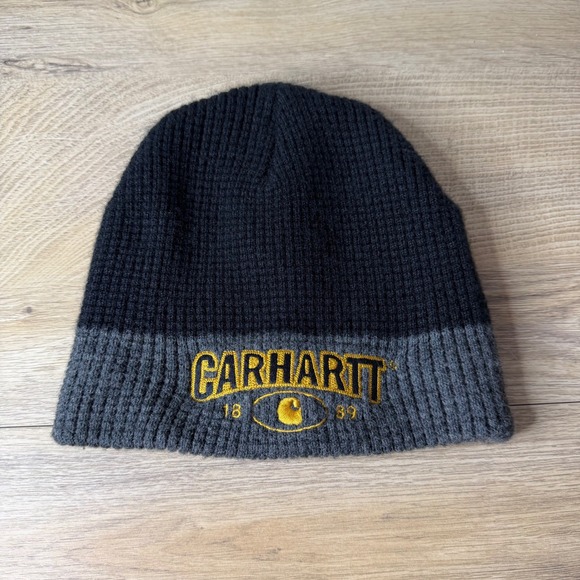 Carhartt Beanie Hat Knit Cuffed Logo Patch Mens Womens Unisex Winter Warm - Picture 2 of 14